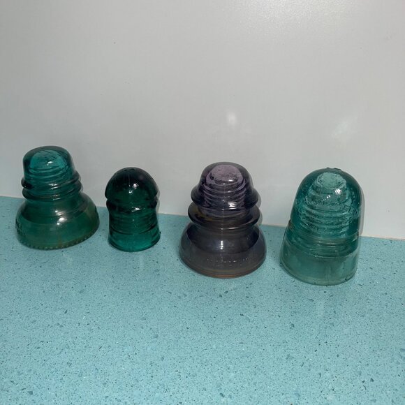 Whitall Antique Insulator Glass Collection Set of 4 Decor - Picture 1 of 16